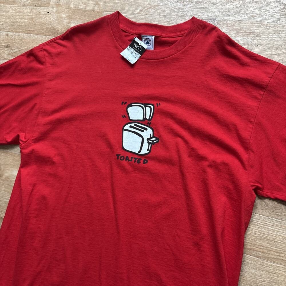 Vintage Deadstock 90s Y2k Toasted State Of Mind Tee Shirt XL NOS RED FUNNY
